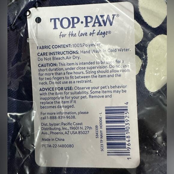 Top Paw® Paw Print Dog Navy Hoodie Sweatshirt - L - Picture 7 of 7